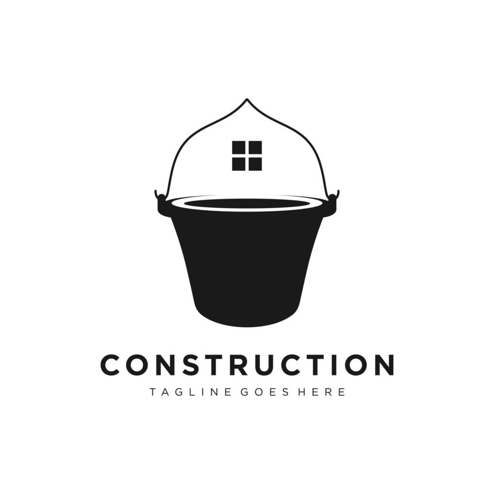 disegno di marchio dell'illustrazione della benna della costruzione della casa vettore