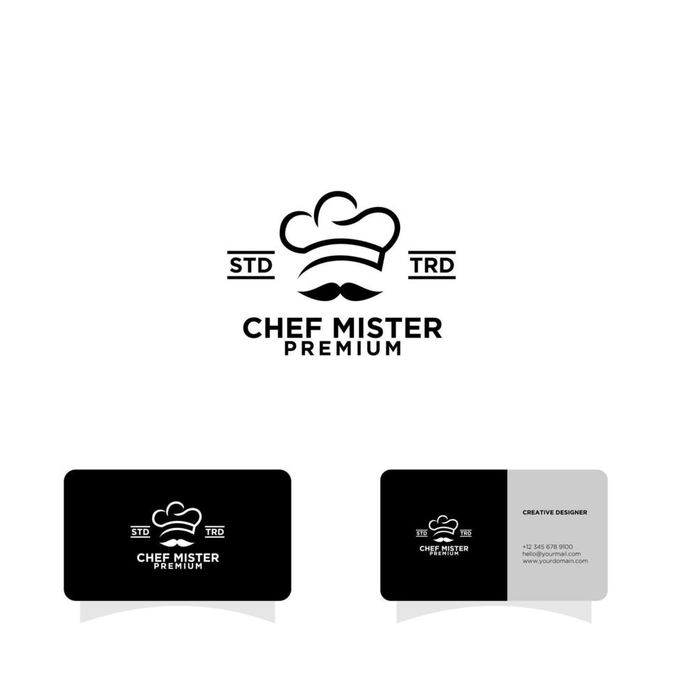 disegno del logo di cucina del cappello del cuoco unico vettore