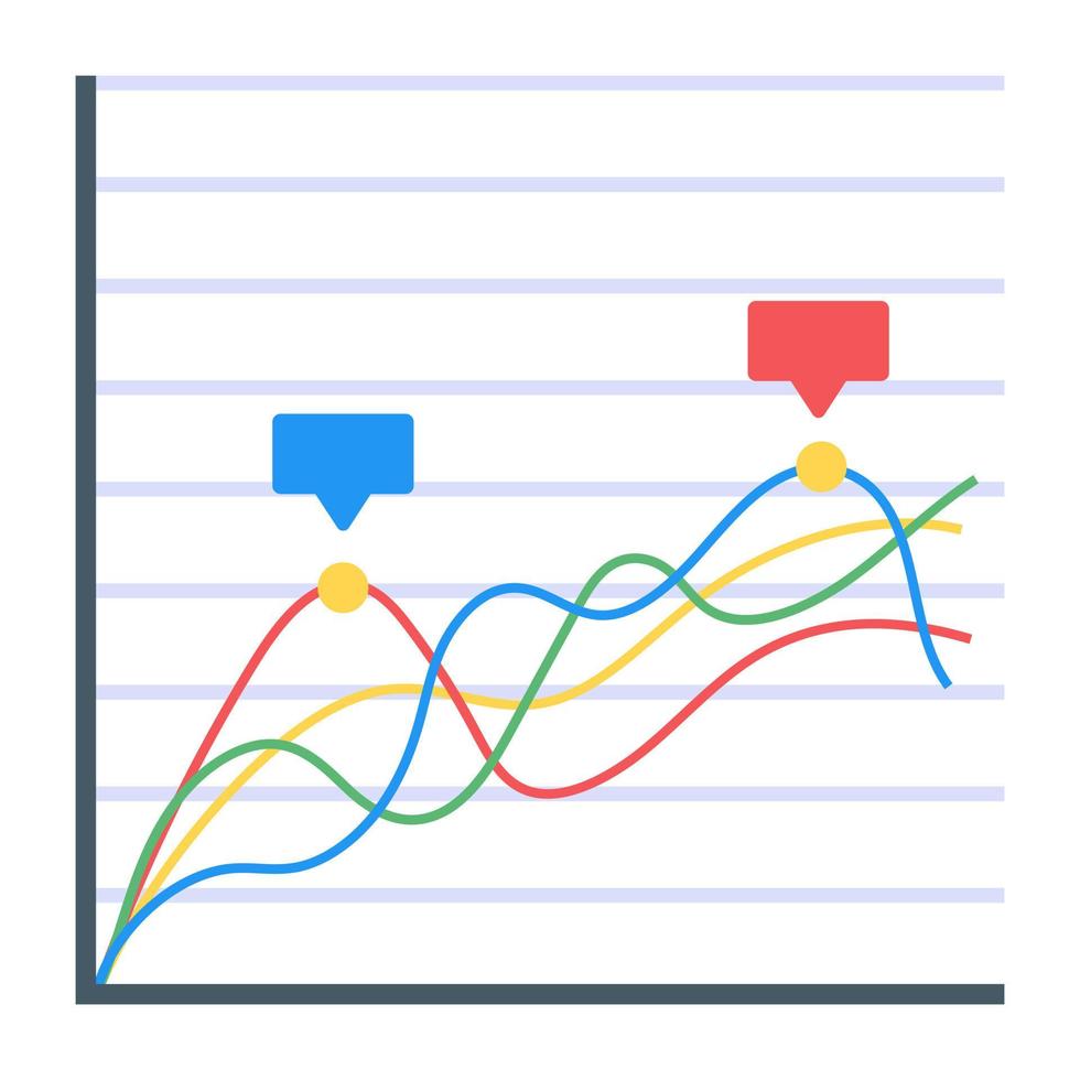 un'icona piatta del grafico a linee vettore