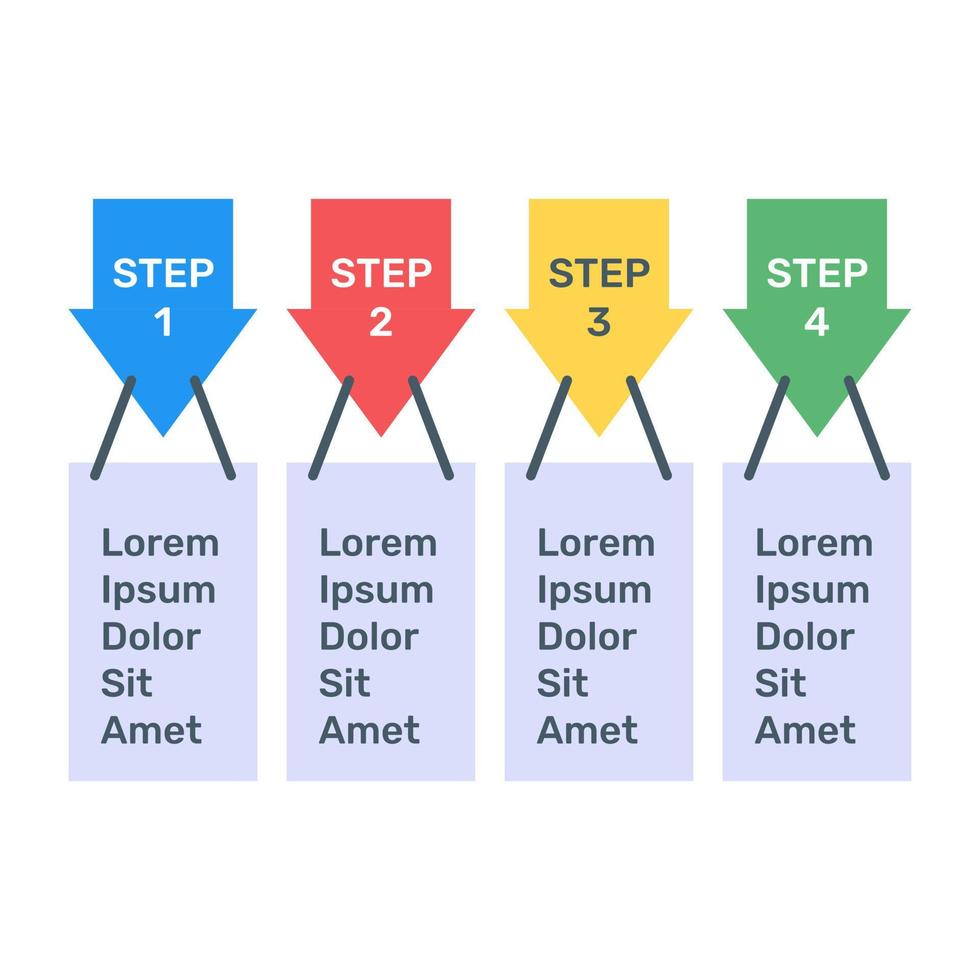 passo etichette icona infografica in design piatto vettore
