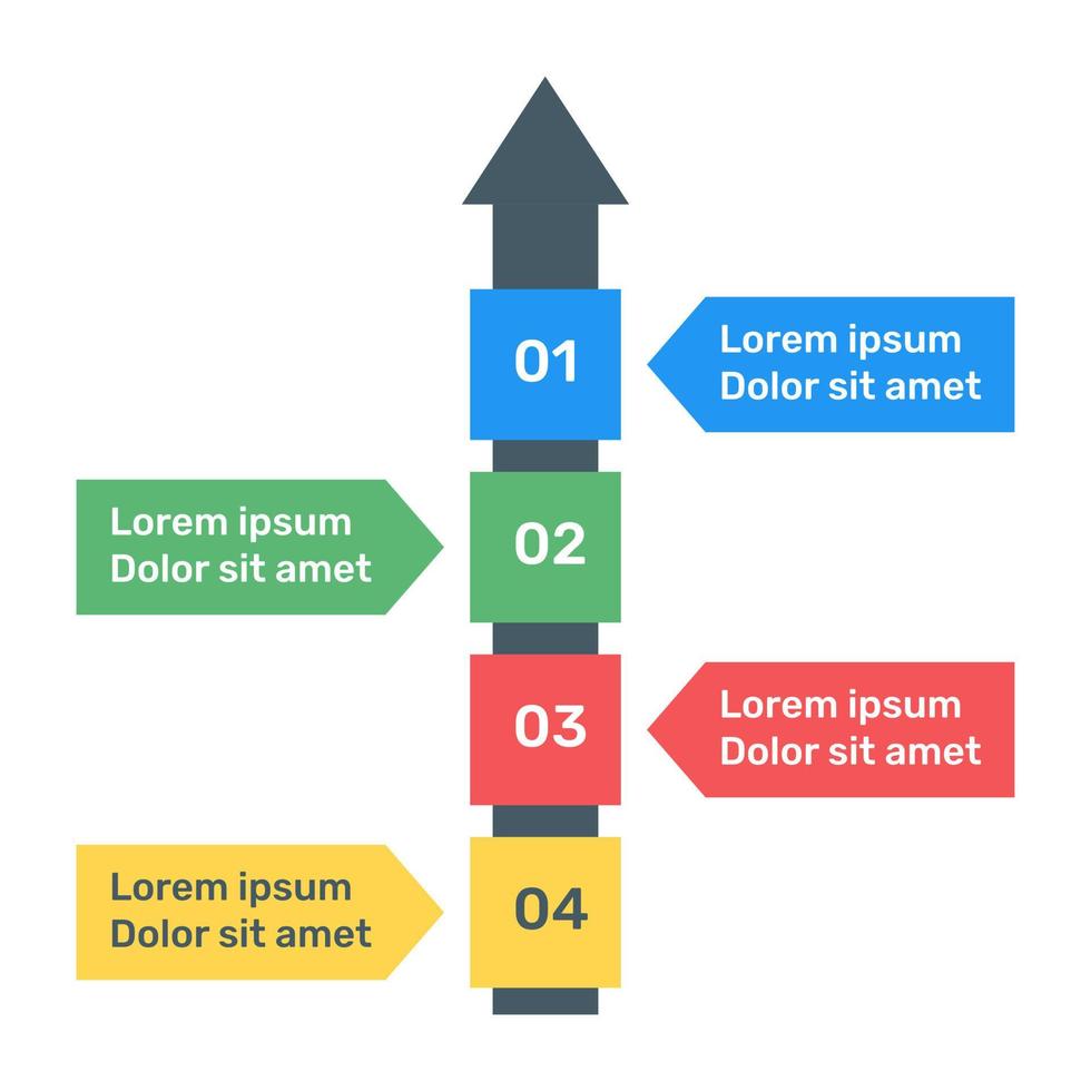 passo etichette icona infografica in design piatto vettore