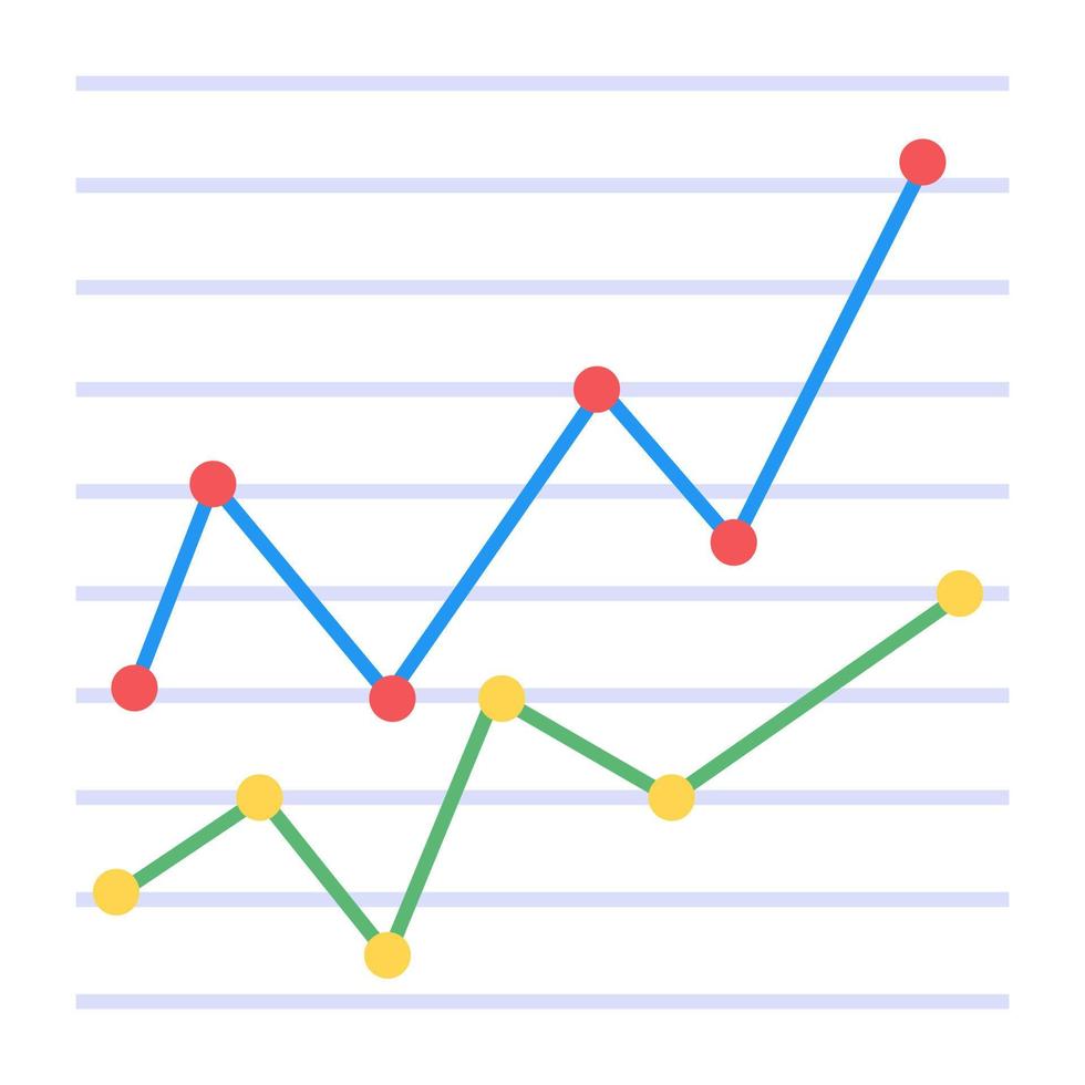 un'icona piatta del grafico a linee vettore