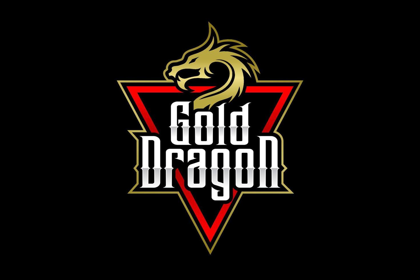 logo del drago d'oro su sfondo nero vettore