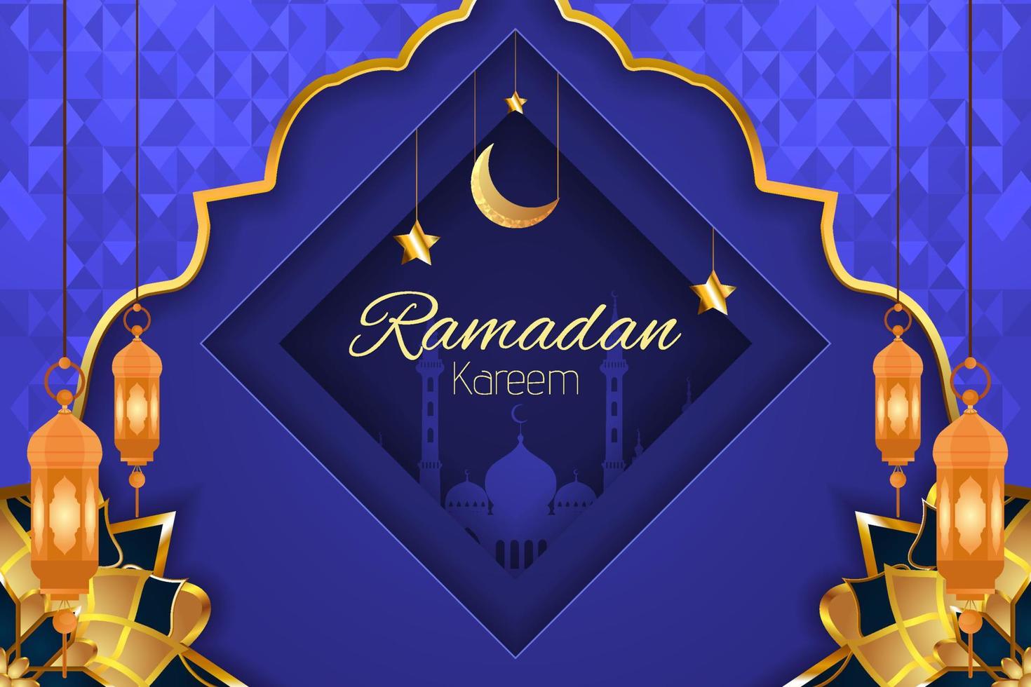 ramadan kareem sfondo islamico colore blu con elemento vettore