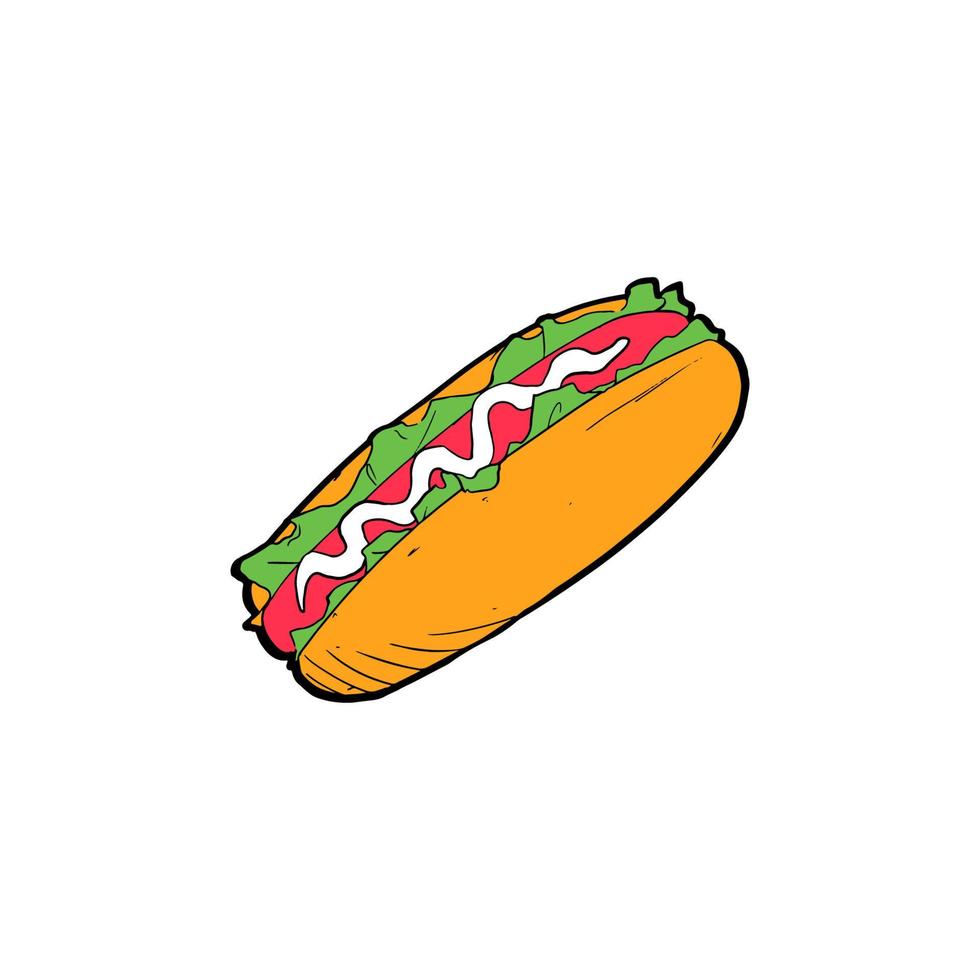 vettore di doodle di hotdog disegnato a mano