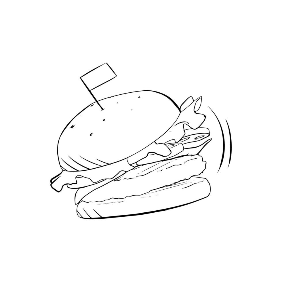 vettore di doodle di hamburger disegnato a mano