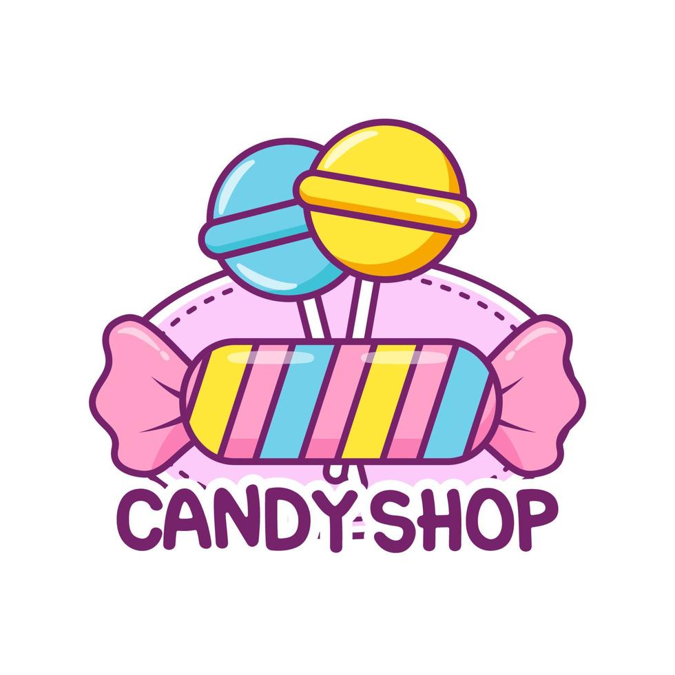 logo di concetto di negozio di caramelle colorate vettore