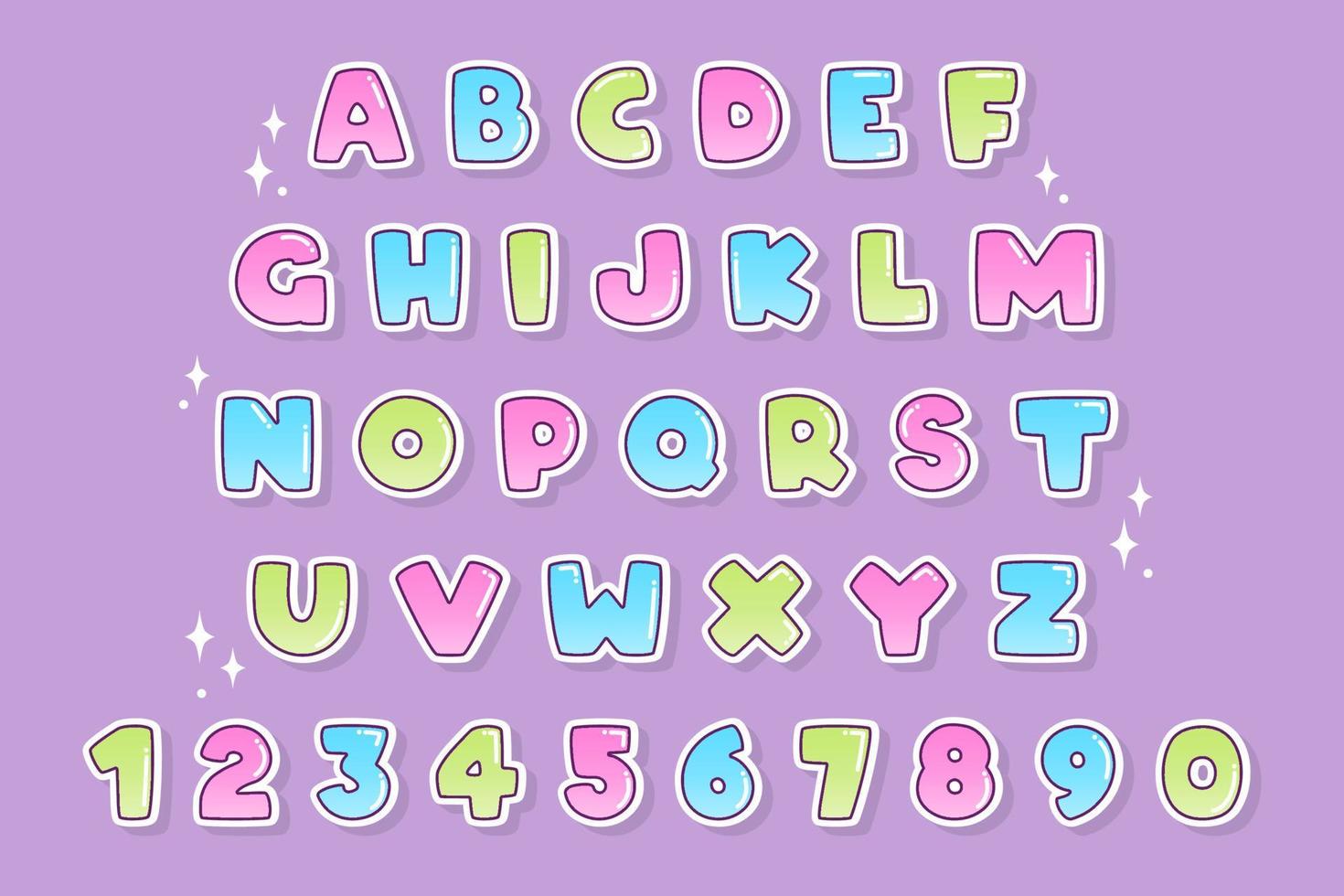 carattere e alfabeto colorati decorativi vettore