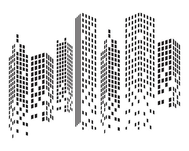 Skyline della città moderna. sagoma della città. illustrazione vettoriale piatta