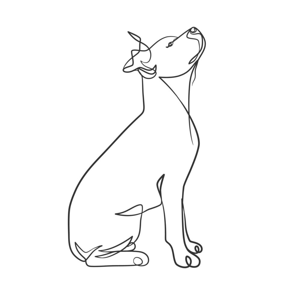 disegno continuo di una linea di un cane vettore