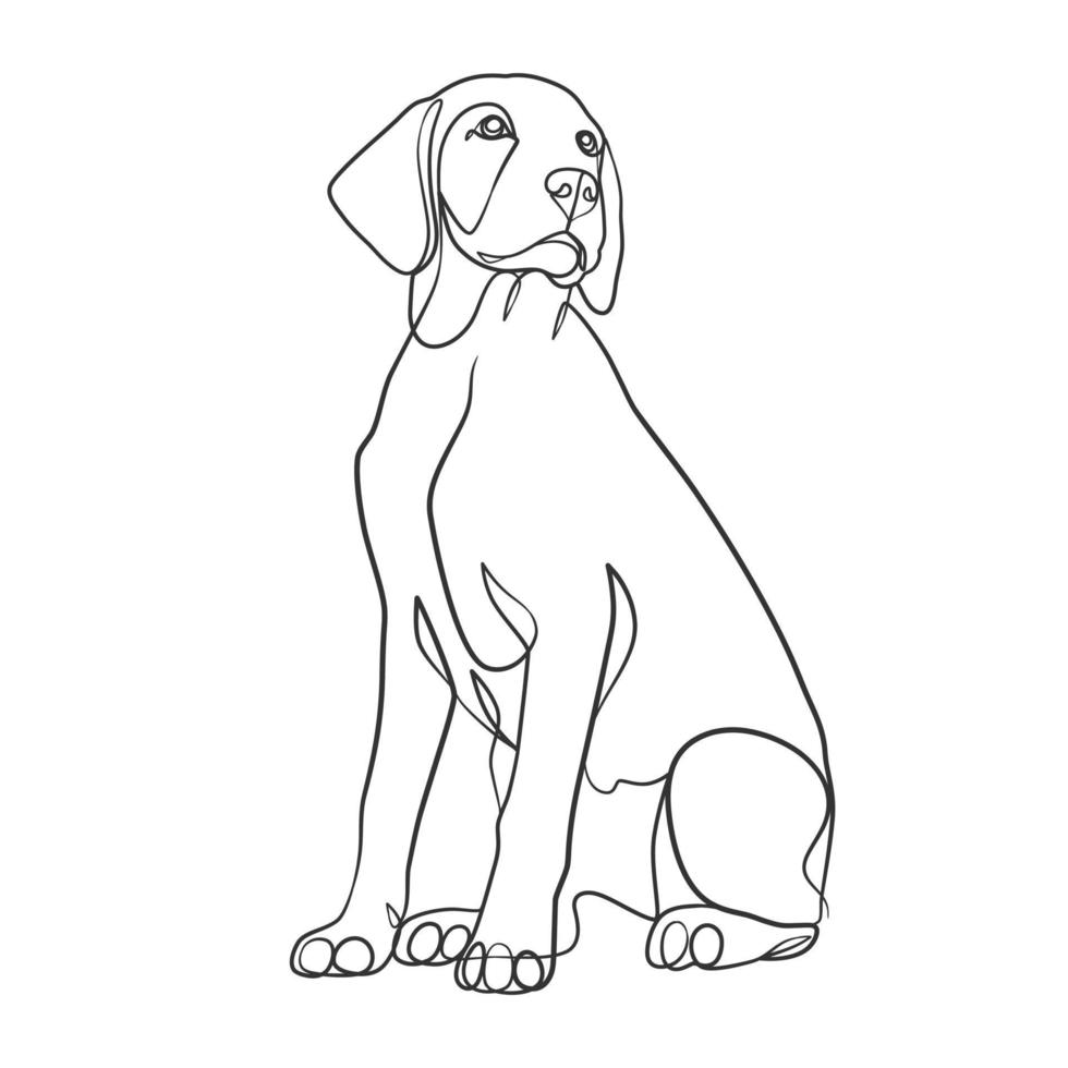 disegno continuo di una linea di un cane vettore