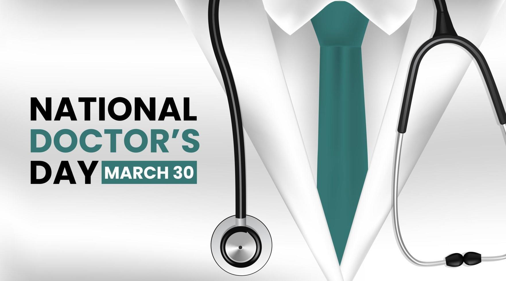 disegno di sfondo della giornata nazionale dei medici con una tuta da medico e uno stetoscopio vettore