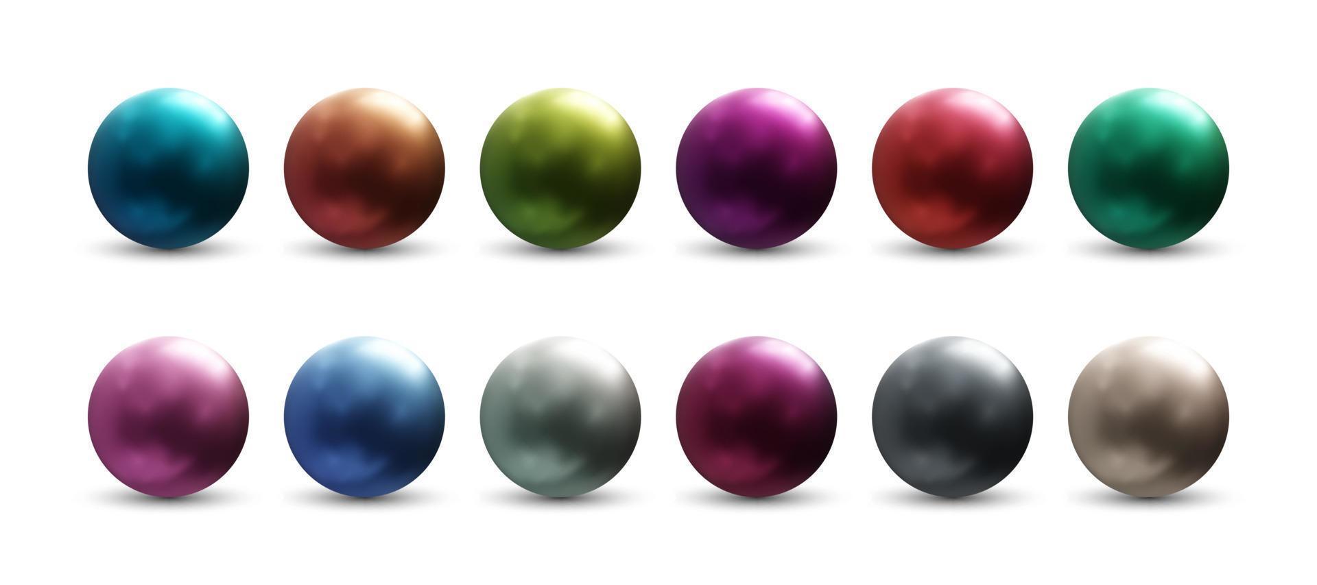 set di sfere di metallo realistiche illustrazione vettoriale 3d realistica