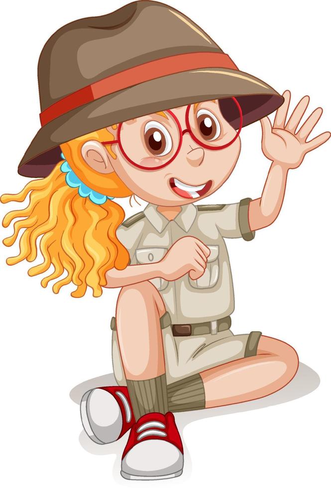 bambina in uniforme da scout vettore