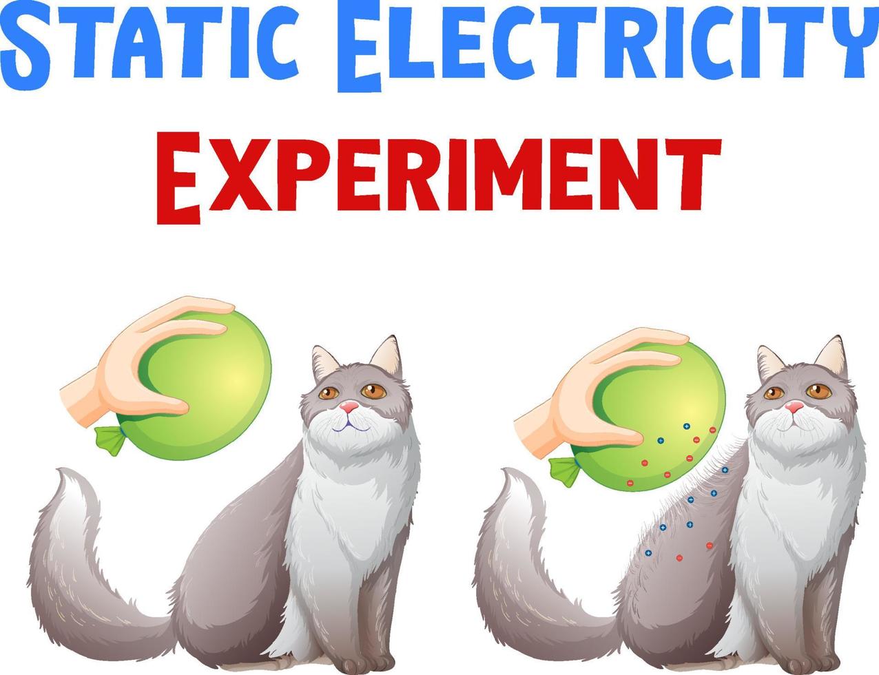 diagramma che mostra l'esperimento di elettricità statica vettore