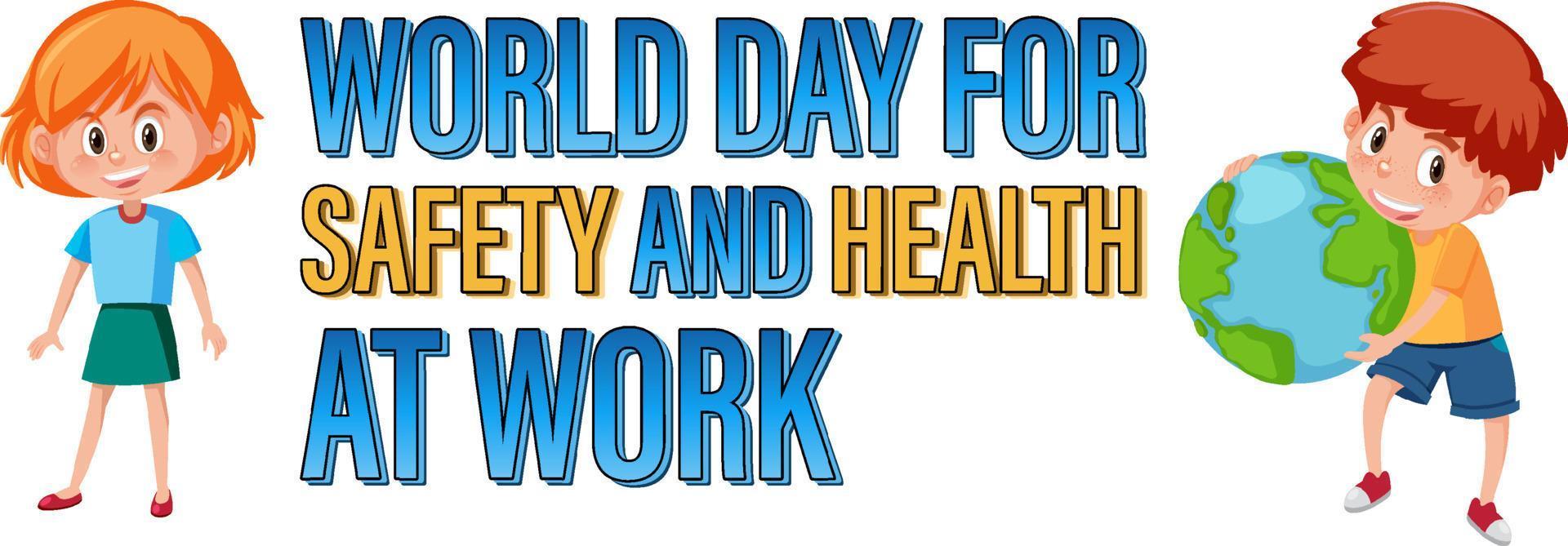 design del logo della giornata mondiale per la sicurezza e la salute sul lavoro vettore