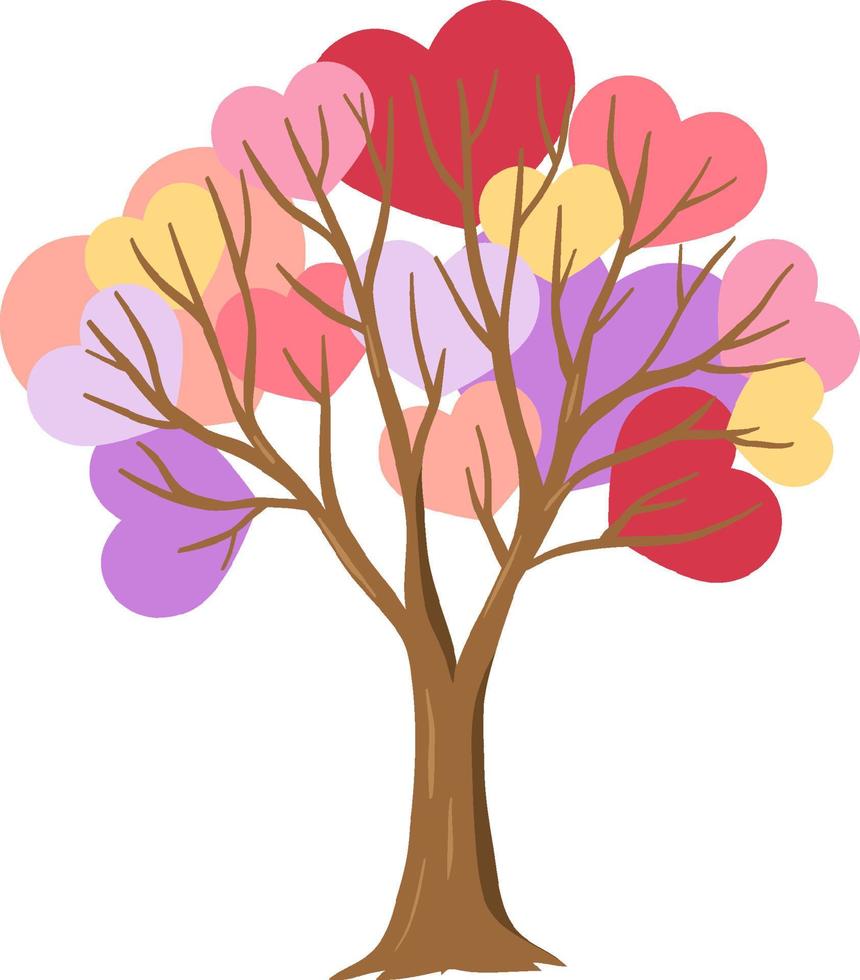 albero del cuore in colori pastello vettore