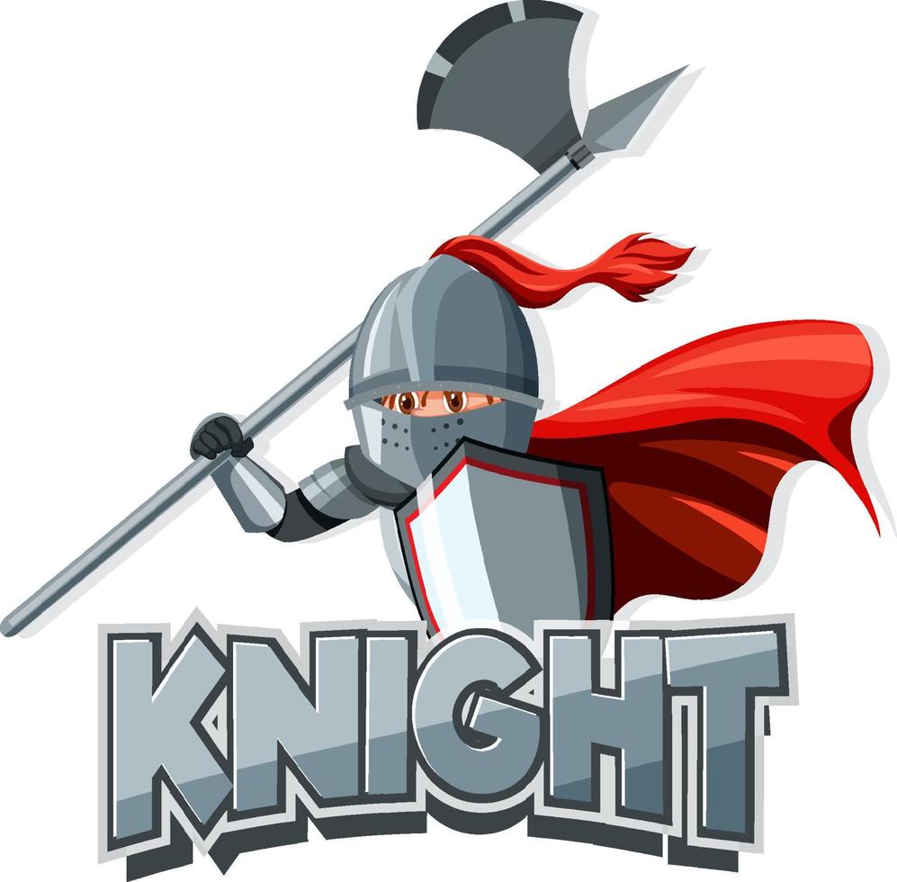 logo del carattere del cavaliere con un cavaliere medievale in stile cartone animato vettore