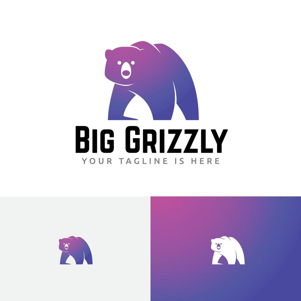 modello di logo moderno di grande orso grizzly che cammina natura vettore