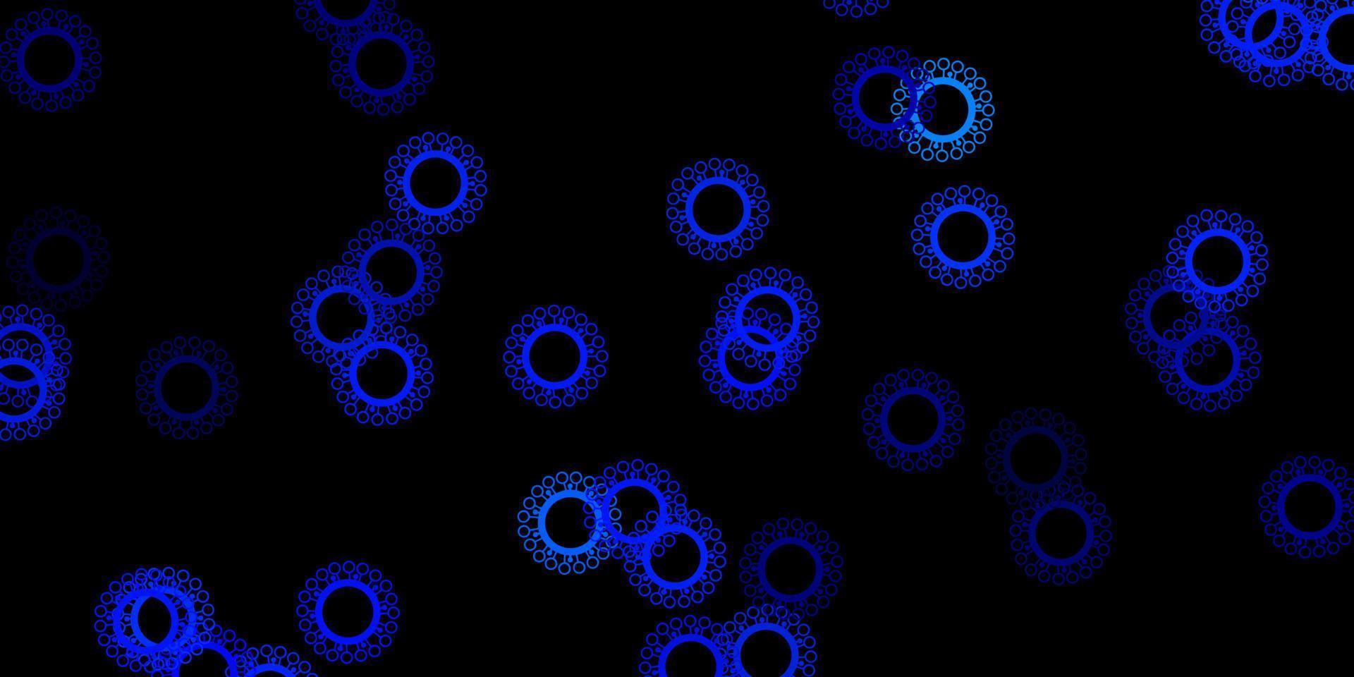 modello vettoriale blu scuro con elementi di coronavirus.