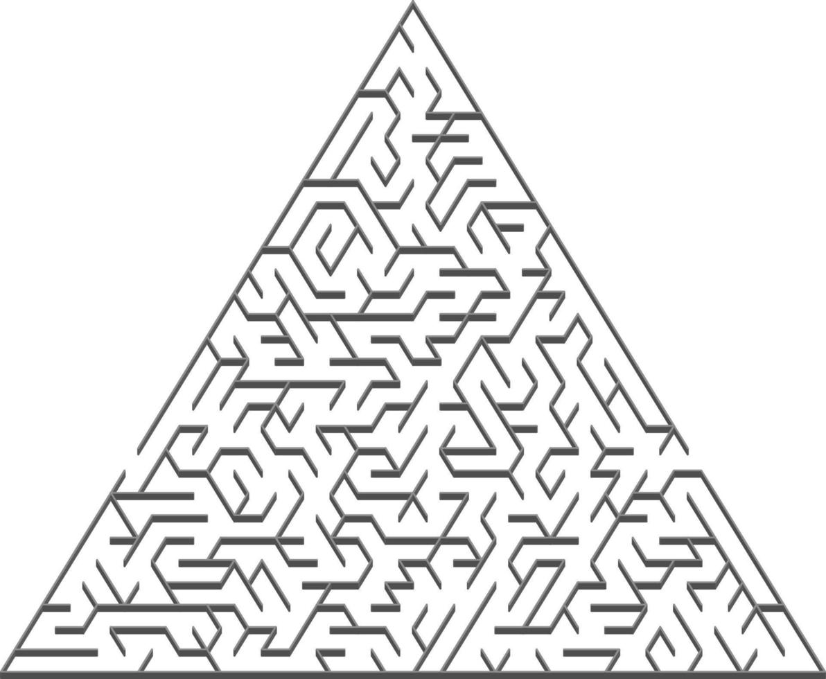 sfondo vettoriale con un labirinto 3d triangolare grigio, labirinto.