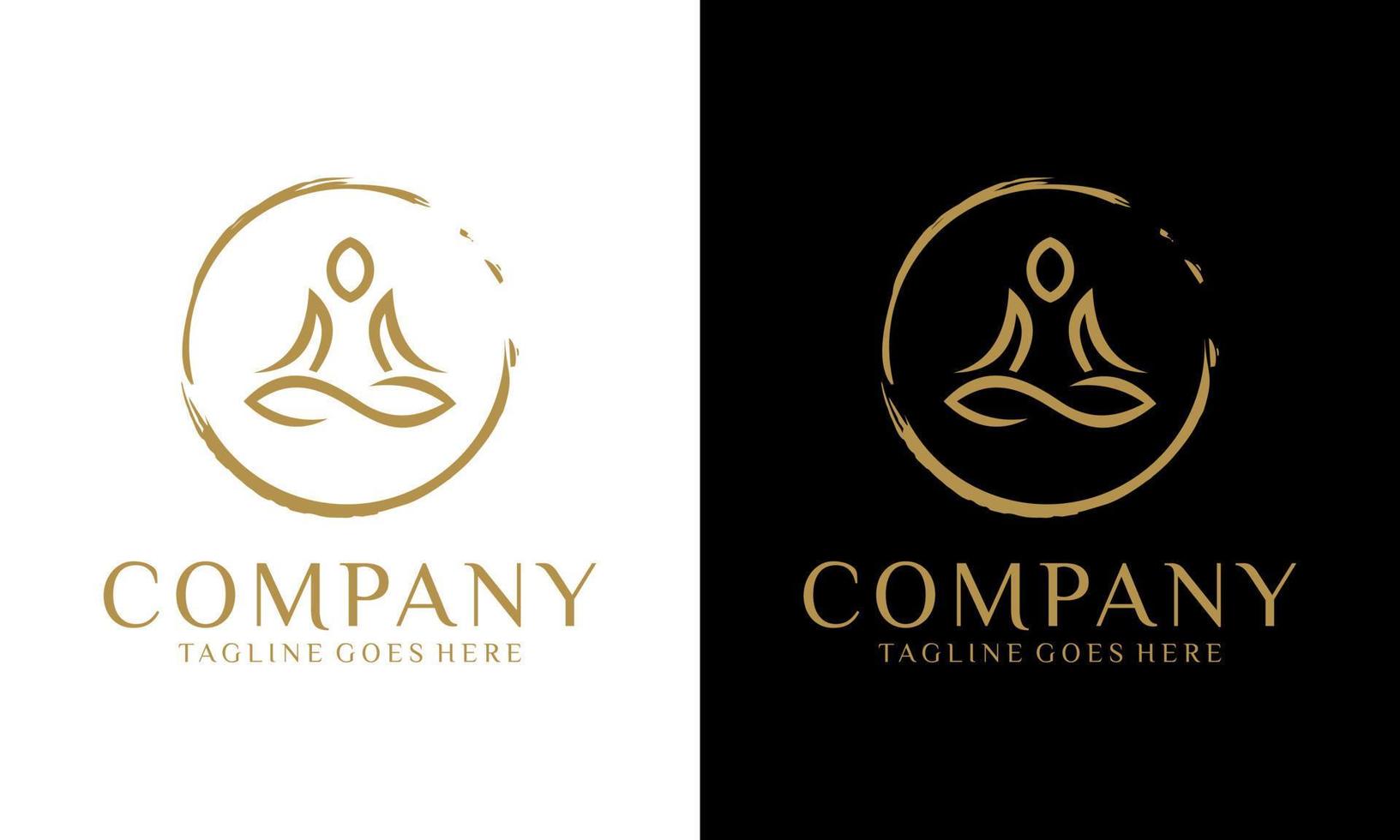 vettore di progettazione modello logo yoga, emblema, concetto di design, simbolo creativo, icona. logo vettoriale su cui un'immagine astratta di una persona seduta nella posizione del loto.