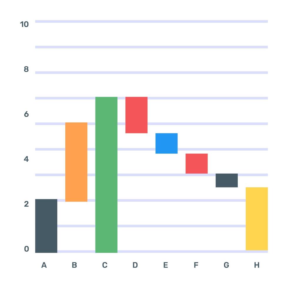 scarica questa icona piatta modificabile del grafico a cascata vettore
