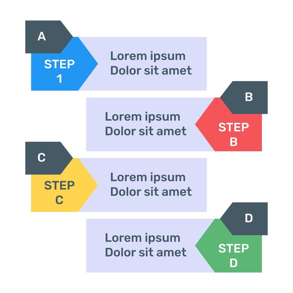 passo etichette icona infografica in design piatto vettore