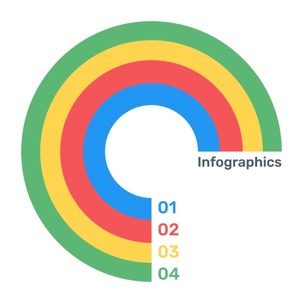 una moderna infografica che mostra un grafico a torta multi in un'icona piatta vettore