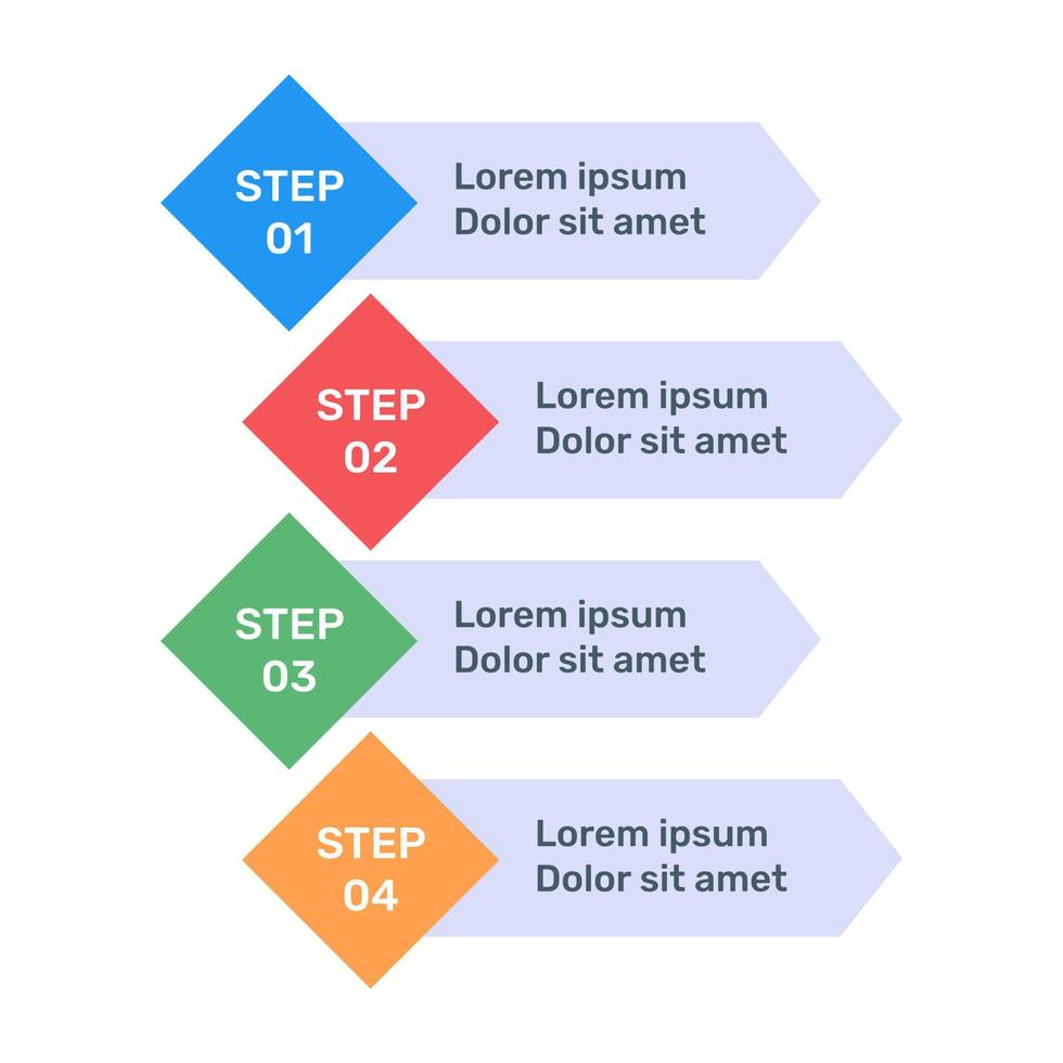 passo etichette icona infografica in design piatto vettore