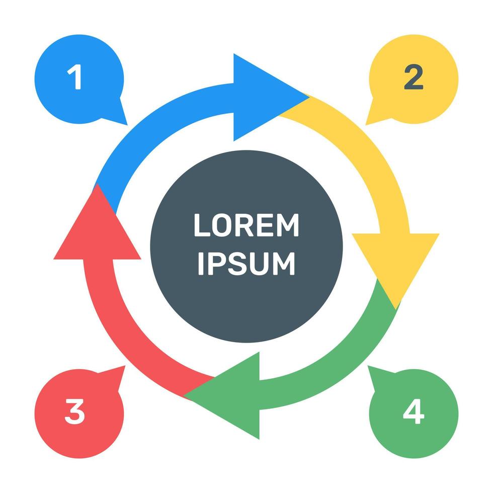 una moderna infografica che mostra un grafico a torta multi in un'icona piatta vettore