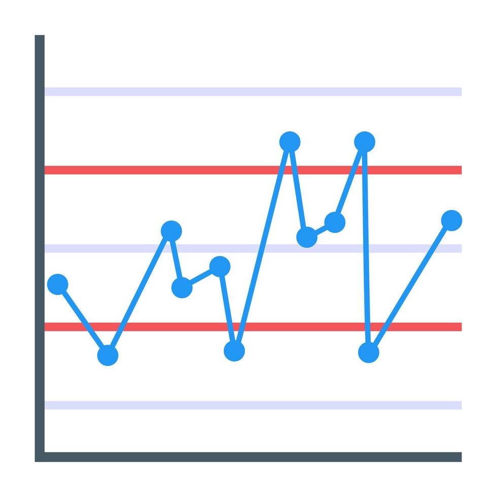 icona piatta del grafico a linee, concetto di relazione finanziaria vettore