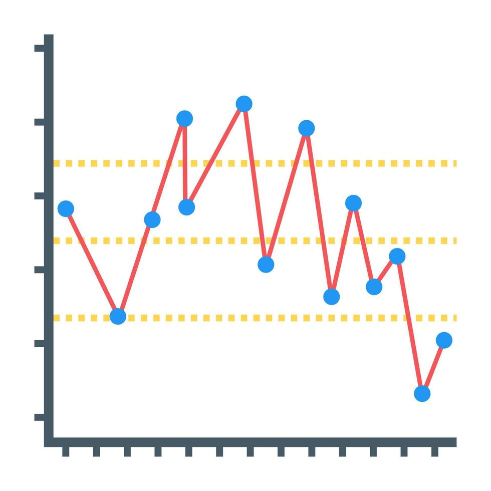 icona piatta del grafico a linee, concetto di relazione finanziaria vettore