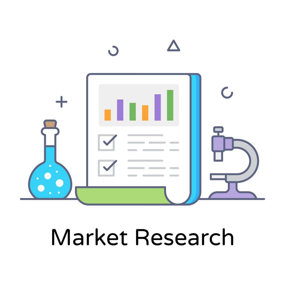 vettore di contorno piatto per ricerche di mercato, design modificabile