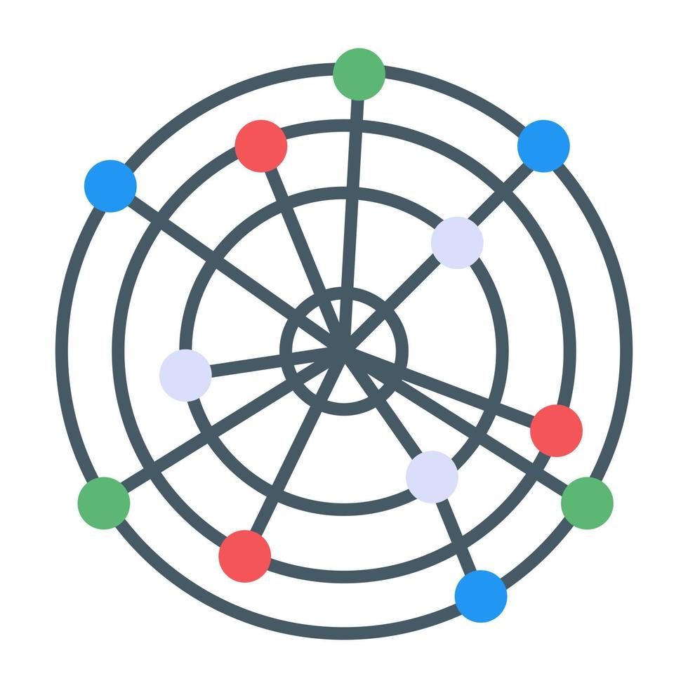 icona premium piatta del radar a ragnatela vettore