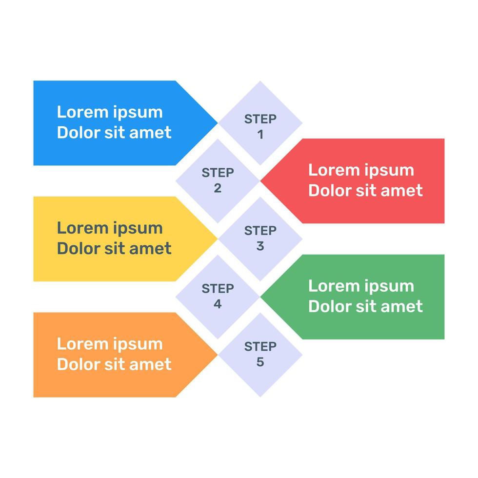 passo etichette icona infografica in design piatto vettore