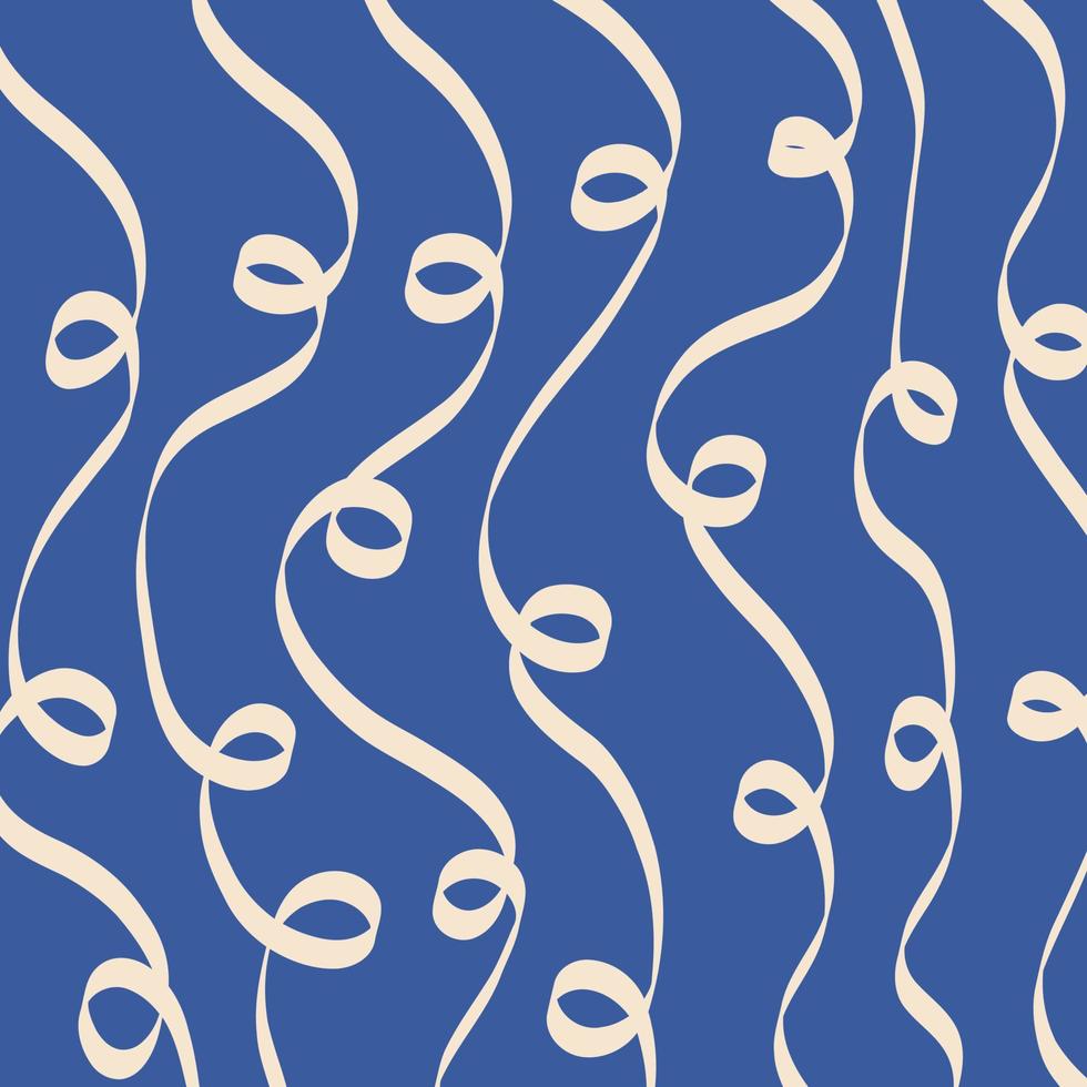 linee ondulate di calligrafia minimale blu loopy di metà secolo vettore