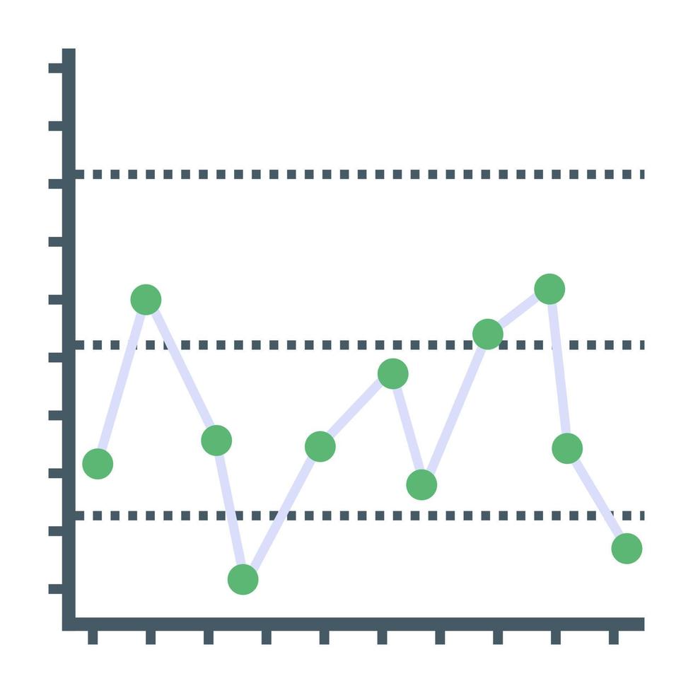 icona piatta del grafico a linee, concetto di relazione finanziaria vettore