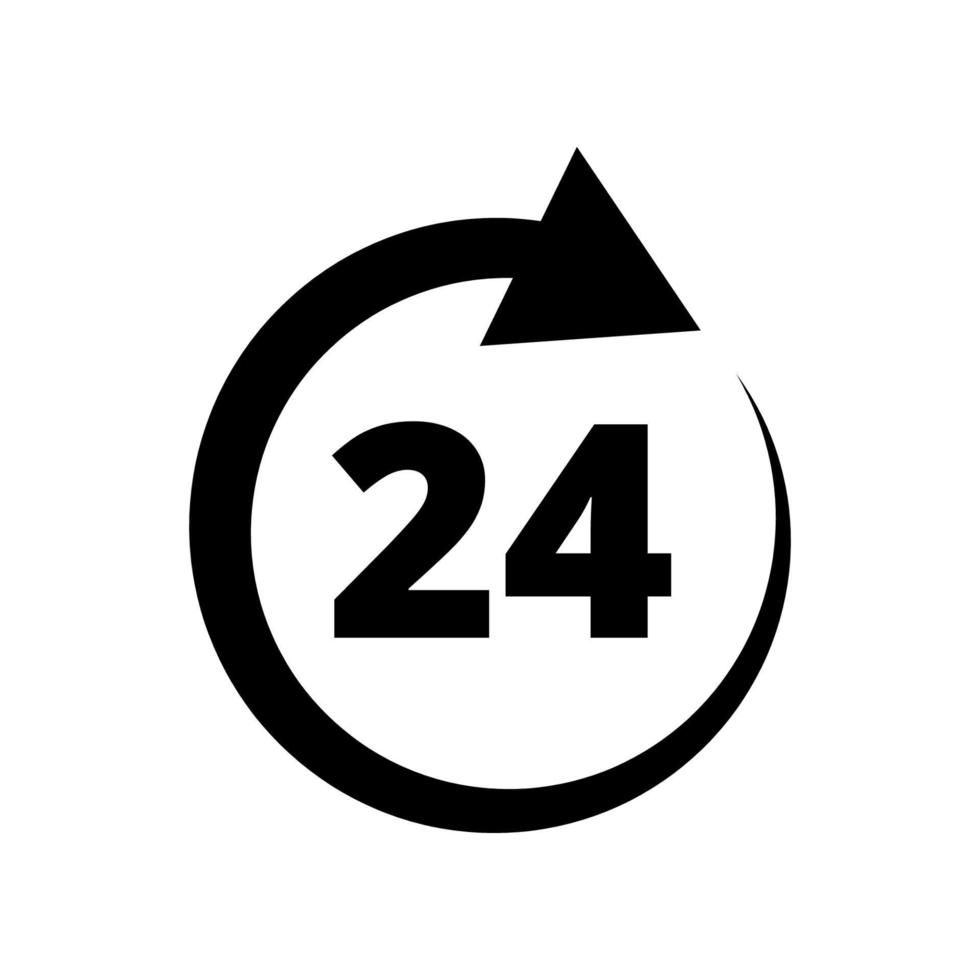 Icona 24 ore isolata su sfondo bianco vettore