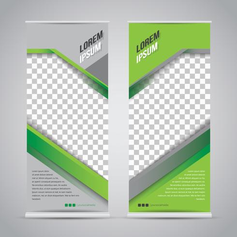 Modello di Banner Roll Up nero verde Mock Up vettore