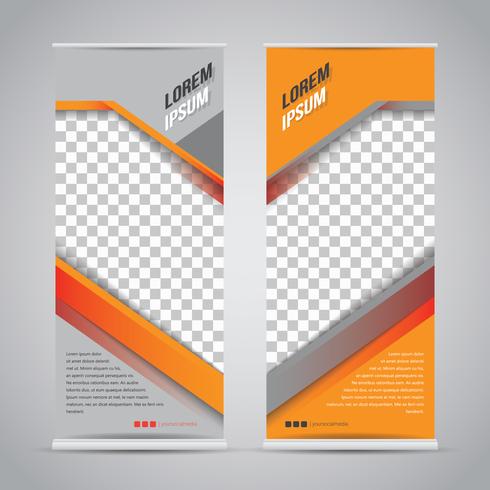 Modello di banner roll up nero arancio mock up vettore