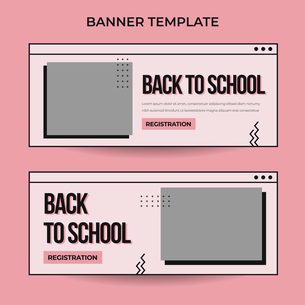 modello di banner web orizzontale per il ritorno a scuola con stile estetico retrò del computer vettore