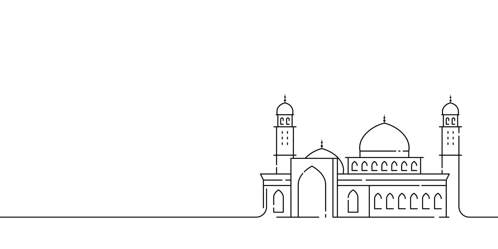 illustrazione di vettore di disegno di arte della linea di vettore dell'icona della moschea