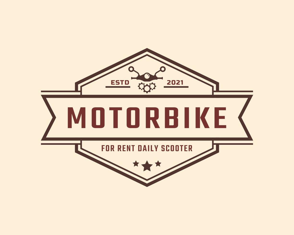 classico vintage retrò etichetta distintivo emblema moto e scooter noleggio logo design ispirazione vettore