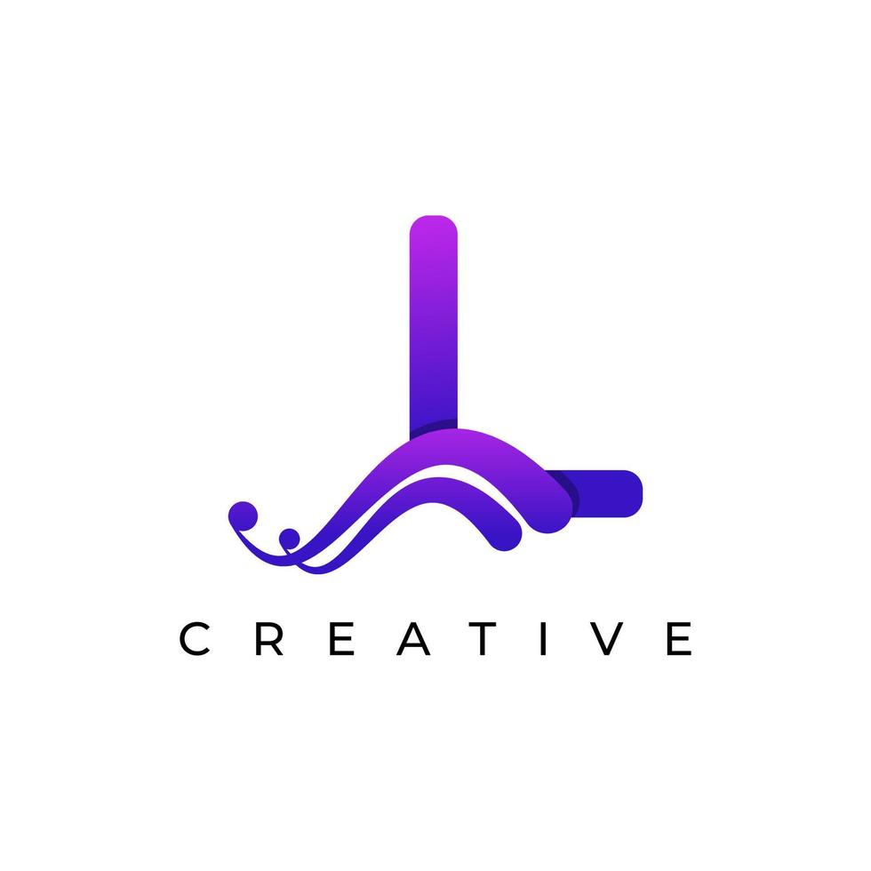 logo della lettera l iniziale della società con colore sfumato liquido swoosh creativo, elemento del modello vettoriale