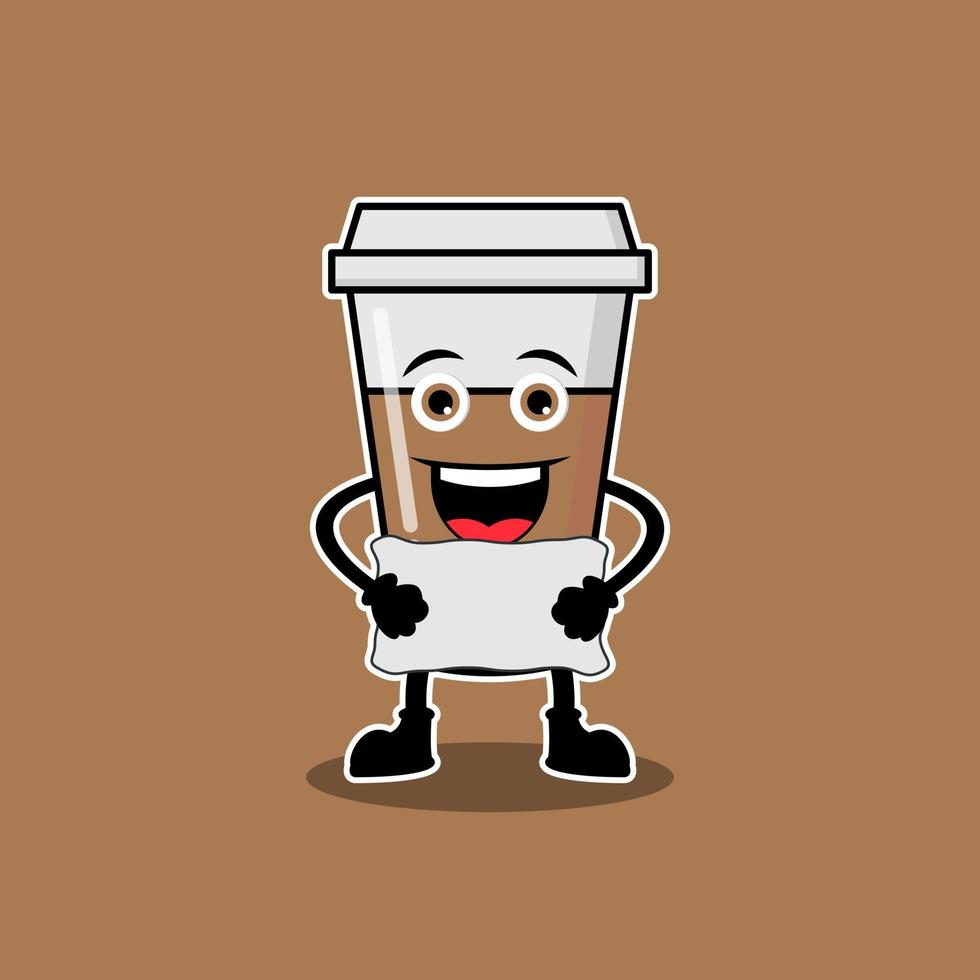 illustrazione grafica vettoriale di simpatici personaggi caffè drink tenere tavole, design adatto per bevande mascotte