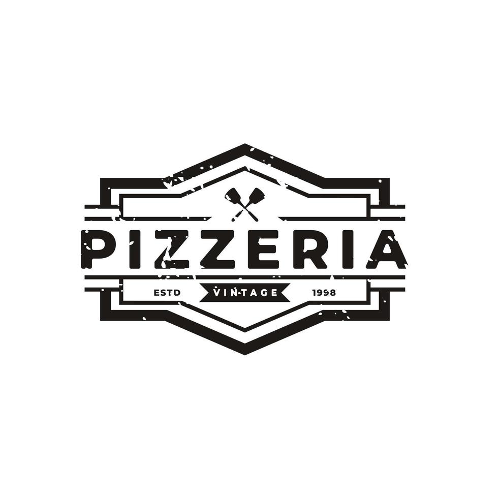 vintage classico emblema distintivo spatola pizza pizzeria logo design ispirazione vettore