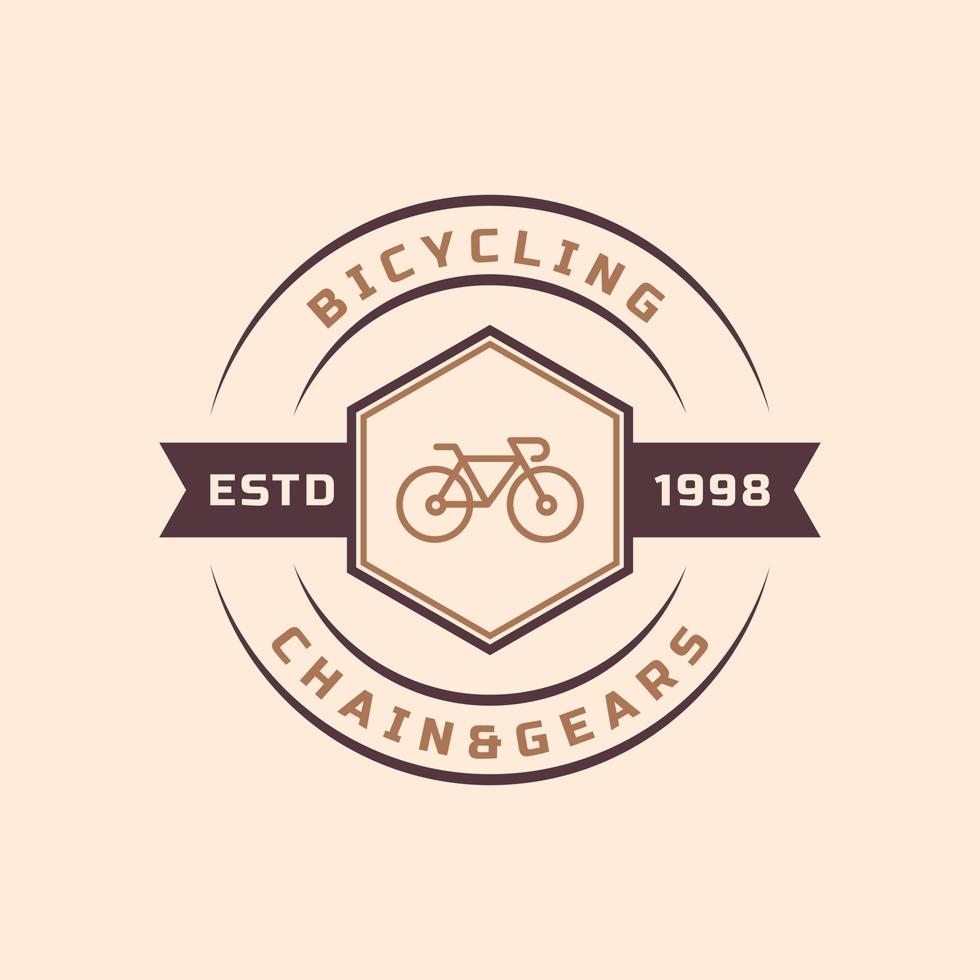 distintivo retrò vintage per la riparazione di biciclette e servizi negozio logo emblema design simbolo vettore