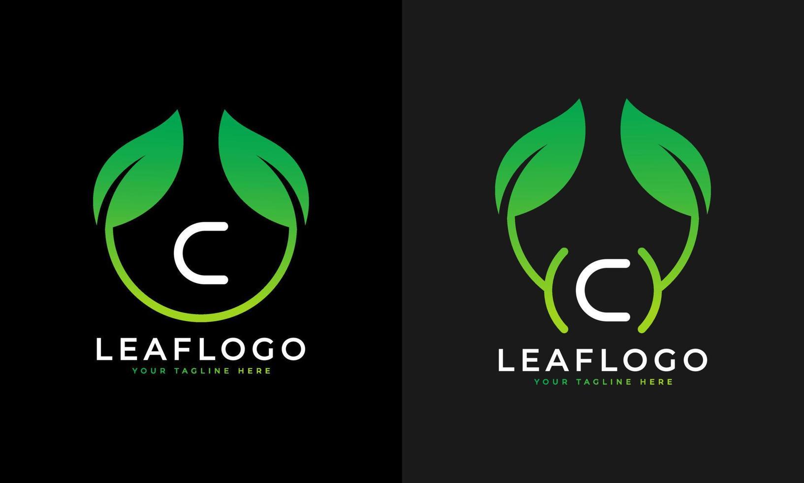 natura verde foglia lettera c logo design. logo monogramma. icona di alfabeto di foglie verdi. utilizzabile per loghi aziendali, scientifici, sanitari, medici e della natura. elemento del modello di progettazione del logo vettoriale piatto. eps10