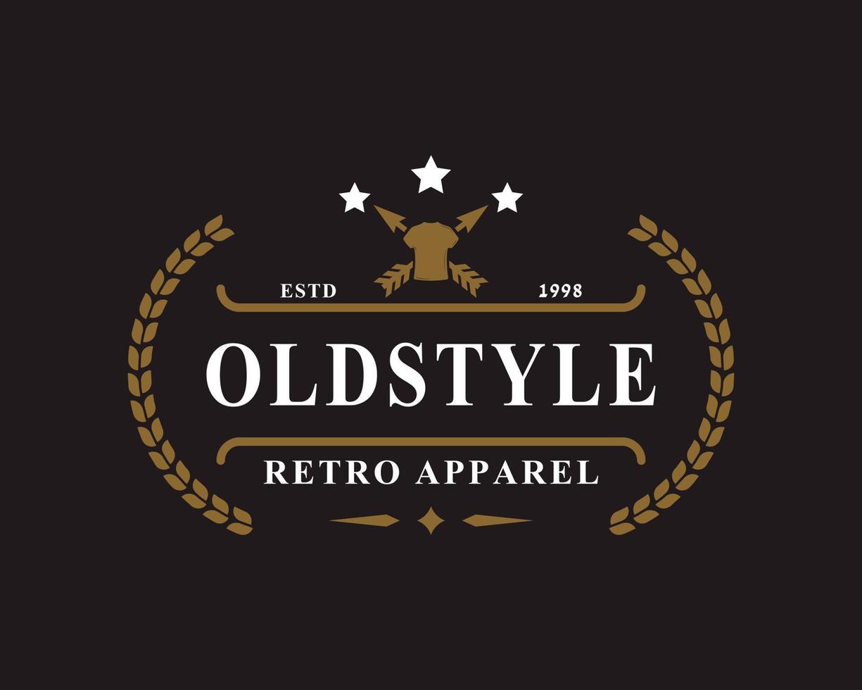 distintivo retrò vintage per abbigliamento abbigliamento vecchio stile logo emblema design simbolo vettore